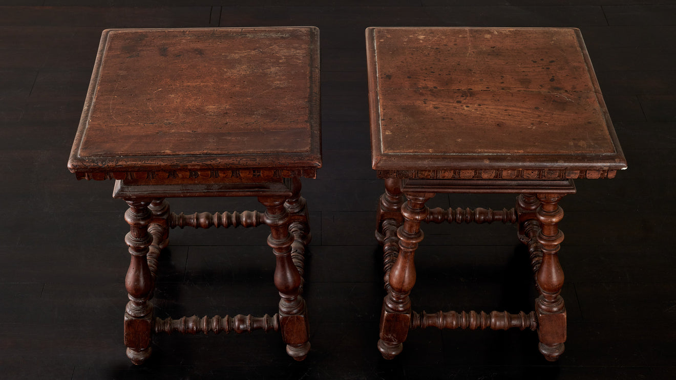 PAIR OF CARVED STOOLS